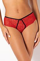 Figi klasyczne w cołości wykonane z delikanej koronki, tył płasko wykończony, czarne taśmy, bawełniany klin.
Skład surowcowy: 78% Poliamid, 12% Elastan, 5% Poliester, 5% Bawełna.
 