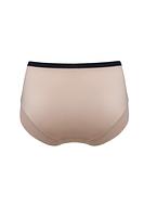 Zjawiskowe figi z wysokim stanem, przód ze wstawką z rózowej koronki, boki z beżowego tiulu, który zdobią czarne paseczki. Tył z beżowej mikrofibry, nogawki wykończone pdwójnym tiulem.
Skład surowcowy: 78% Poliamid, 12% Elastan, 5% Bawełna, 5% Poliester.
 
 