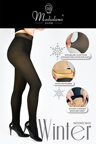 Ocieplane rajstopy damskie z efektem widocznej skóry to wyjątkowo komfortowa i stylowa propozycja na chłodniejsze dni. Wnętrze podszyte jest miękkim polarem, który zapewnia dodatkową warstwę izolacyjną, zatrzymując ciepło blisko ciała. To rozwiązanie gwarantuje utrzymanie przyjemnego ciepła nawet przy niskich temperaturach, a jednocześnie daje wizualny efekt subtelnie opalonej lub nagiej skóry, co czyni je idealnym dodatkiem do sukienek czy spódnic zimą. Rajstopy są szyte płaskim szwem, co zwiększa wygodę noszenia i minimalizuje ryzyko powstawania otarć. Taki sposób wykonania sprawia, że są praktycznie niewidoczne pod ubraniem, tworząc efekt drugiej skóry.