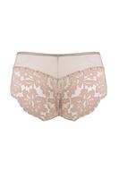 Figi pełne w kolorze mokka, przód z gładkiej satyny na bokach, środek i tył z bogatej koronki, bawełniany klin.
Skład surowcowy: 78% Poliamid, 12% Elastan, 5% Poliester, 5% Bawełna.