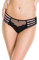 Figi typu brazyliany, tył wysoko wycięty wykonany z podwójnego tiulu.
Przód z koronką, na bokach na tiulu naszyte paseczki.
Skład surowcowy: 78% Poliamid, 12% Elastan, 5% Poliester, 5% Bawełna
 