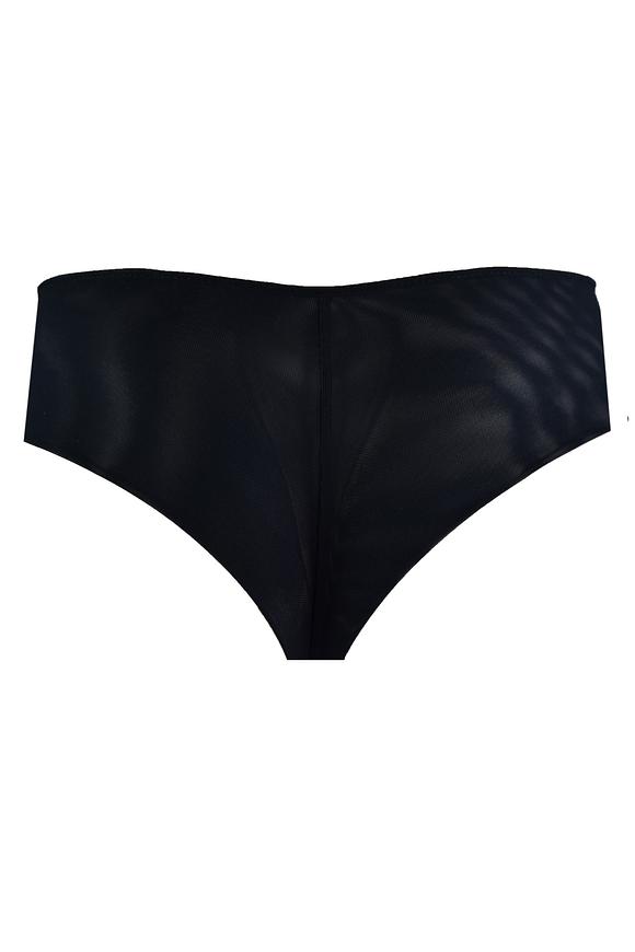 Figi typu brazyliany, tył wysoko wycięty wykonany z podwójnego tiulu.
Przód z koronką, na bokach na tiulu naszyte paseczki.
Skład surowcowy: 78% Poliamid, 12% Elastan, 5% Poliester, 5% Bawełna
 