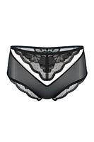 Figi są wykonane z delikatnych materiałów, idealnych dla kobiecej elegancji i komfortu. Tył całego modelu jest ozdobiony koronką, dodając mu delikatny i kuszący wygląd. Koronkowe zdobienia nadają mu subtelnego uroku i elegancji, sprawiając, że nosząca je kobieta czuje się wyjątkowo i pewnie.
Przód  wykonany jest z tiulu, co dodaje im lekkości i delikatności. Górna część przodu ma wstawkę z koronki, co podkreśla ich wyjątkowy design i dodaje im subtelności. Płaskie wykończenie sprawia, że są one dyskretne pod ubraniem, jednocześnie zapewniając wygodę noszenia.
Skład surowcowy: 78% Poliamid, 12% Elastan, 5% Poliester, 5% Bawełna.

 
 