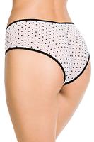 

Figi pełne z wyższym stanem, wykonane z białej elastycznej siatki w kropeczki, przód ozdobiony czarną koronką
Skład surowcowy: 78% Poliamid 12%Elastan 5%Poliester 5%Bawełna


 