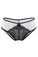 

Figi pełne z wyższym stanem, wykonane z białej elastycznej siatki w kropeczki, przód ozdobiony czarną koronką
Skład surowcowy: 78% Poliamid 12%Elastan 5%Poliester 5%Bawełna


 