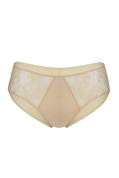 Figi klasyczne wykonane z mikrofibry, przód na bokach ze wstawkami z koronki
Skład: 78%Poliamid, 12%Elastan 5%Poliester, 5%Bawełna
 