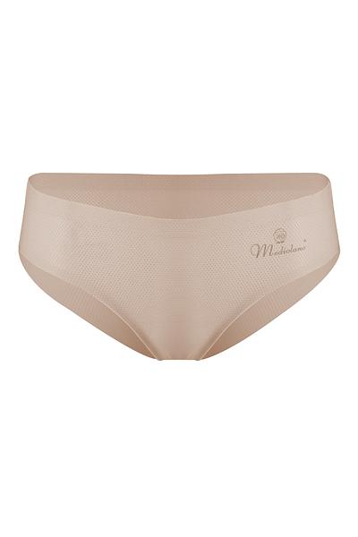 Figi damskie bikini z delikatnej, perforowanej mikrofibry, cienkie i delikatne wykończenie, dzięki któremu figi nie będą się odznaczać pod ubraniem
Skład surowcowy: 85% Poliamid, 15% Elastan