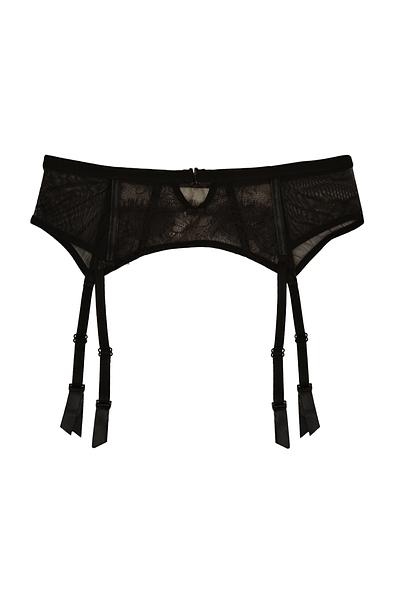 Pas do pończoch
Pas nie posiada zapiecia, wkładany jest jak figi, zapięcia do pończoch na metalowe haczyki
Skład surowcowy:
78%Poliamid, 12%Elastan, 5%Pliester, 5%Bawełna