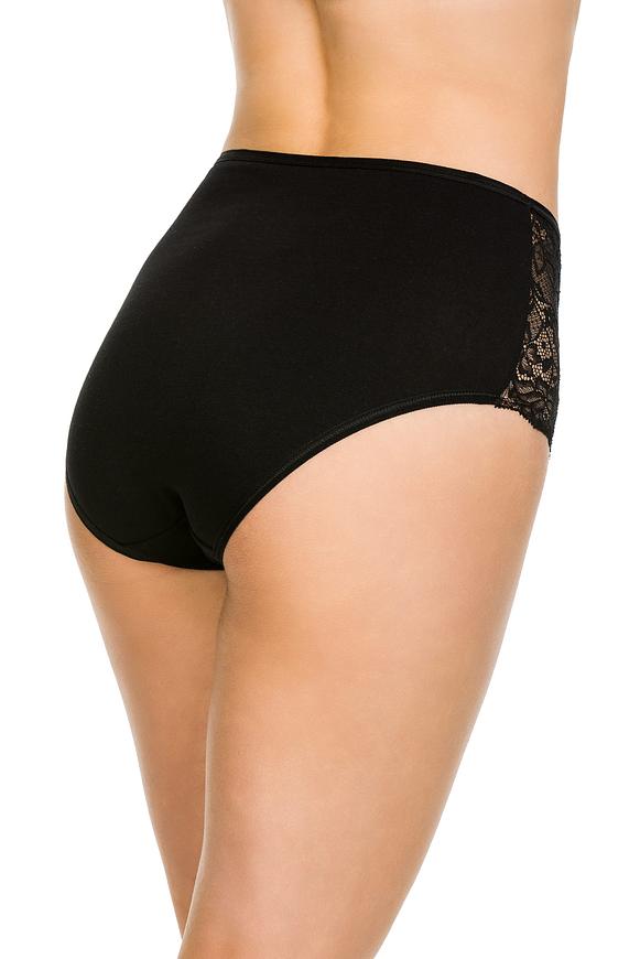 Figi wykonane z delikatnej bawełny,na biodrach i w okolicy ngawek wstawki z koronki.
Fason pełny z wysokim stanem, płasko wykończone szwy przy nogawkach i w pasie dla zwiększenia komfortu użytkowania.
 
Skład surowcowy: 95% Bawełna, 5% Elastan.