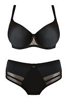 Gładki biustonosz z formowanymi miseczkami i odpinanymi ramiączkami. Miseczki z pianki, w dolnej części lekkie wypełnienie, dzięki któremu biust będzie lekko uniesiony ku górze. Zdecydowanym atutem tego modelu jest możliwość odpięcia ramiączek. Złote detale dodają elegancji i podkreślają nietuzinkowy charakter biustonosza. Boczki ze stabilnej siatki, brak fiszbin bocznych co zapewni wygodę użytkowania.
Skład: 85% poliamid, 10% elastan, 5% poliester.