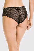 Figi klasyczne z wyższym stanem. 
Figi w cołości wykonane z delikanej koronki, tył płasko wykończony, bawełniany klin.
Skład surowcowy: 78% Poliamid, 12% Elastan 5% Poliester, 5% Bawełna.