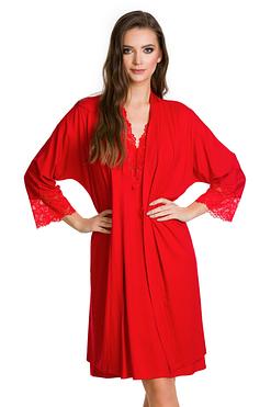 Szlafrok Mediolano Etna 12014 – lekka wiskoza i koronkowe wykończenie