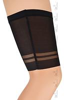 Komfortowe opaski przeciw otarciom ud. - zapewniają komfort i ochronę najbardziej newralgicznych miejsc , - nie rolują się, - nie przesuwają się (góra zakończona silikonem), - nie odznaczają się - „invisible effect”, - nie pilingują się, - nie zaciągają się, - nie ma efektu tzw. „oczka”, - wygładzają i wysmuklają uda. Koniec z otarciami i brakiem komfortu!!!! Skład : 58% poliamid, 42% elastan Tabelka rozmiarów: ROZMIAR OBWÓD UDA W CM. 1 56-60 2 61-65 3 66-70 4 71-75 5 76-80 6 81-85 7 86-90