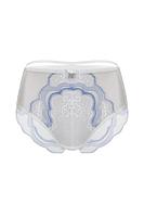 Biustonosz miękki o kroju balkonetki, miseczki z delikatnej siatki ozdobionej delikatną koronką z błękitną nitką.
Dekolt zdobią paseczki z regulacją, konstrukcja unosząca i zbierająca biust do środka.
Konstrukcja MS5 DELICE
Skład: 85% Poliamid, 10% Elastan, 5% Poliester.