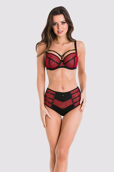 Komfortowe wysokie figi w stylu retro!
Biodra zdobią paseczki ze złotymi kółeczkami, tył wykończony podwójnym tiulem.
Skład: 78% Poliamid, 5% Poliester, 12% Elastan, 5% Bawełna
 