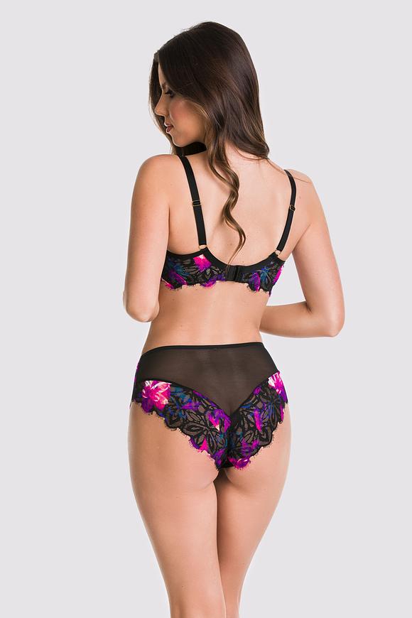 Figi pełne wykonane z tiulu, boki i tył z koronki, z neonowym motywem
Skład: 78% Poliamid, 5% Poliester, 12% Elastan, 5% Bawełna
 