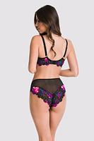Figi pełne wykonane z tiulu, boki i tył z koronki, z neonowym motywem
Skład: 78% Poliamid, 5% Poliester, 12% Elastan, 5% Bawełna
 
