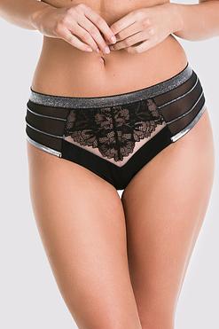 Figi brazyliany Mediolano Casino 01106 – Zmysłowa koronka i srebrne detale