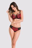 Biustonosz miękki w konstrukcji D e z i r o z miseczkami wykonanymi z dwóch warstw tiulu. Konstrukcja jednocześnie stabilna i lekka, krój miseczek z czarnymi przeszyciami dodaje zmysłowego charakteru a całość zwieńczają paseczki na dekolcie. Haftki i regulatory w złotym kolorze nadają całości elegancji.
Biustonosz idealnie sprawdzi się na niemal każdym biuście!
Skład: 85% Poliamid, 10% Elastan, 5% Poliester.
 