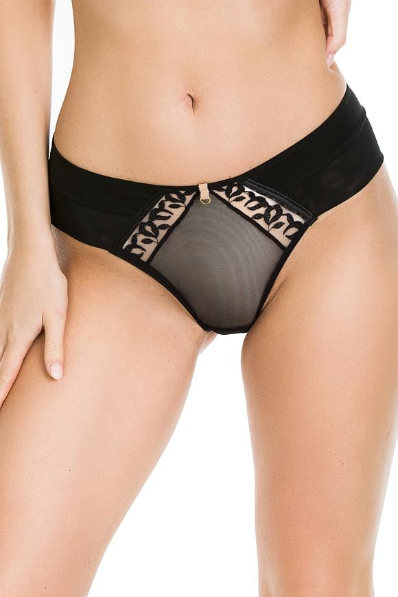 

Figi brazyliany, przód ozdobiony koronką, boczki i tył wykonane z tiulu, płaskie wykończenie na pośladkach
Skład surowcowy: 78%Poliamid 12%Elastan 5%Poliester 5%Bawełna


 