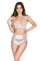 Biustonosz miękki, w konstrukcji D e z i r o, z miseczkami wykonanymi z dwóch warstw tiulu. Konstrukcja jednocześnie stabilna i lekka, krój miseczek z białymi przeszyciami i beżowym tiulem dodaje zmysłowego charakteru a całość zwieńczają paseczki na dekolcie. Haftki i regulatory w złotym kolorze nadają całości elegancji.
Biustonosz idealnie sprawdzi się na niemal każdym biuście!
Skład: 85% Poliamid, 10% Elastan, 5% Poliester.