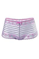 Klasyczne figi wykonane z szrej koronki z amarantowymi kwiatuszkami. Fason zabudowany na bokach, dół wykończony  na płasko.
Sład surowcowy: 91% Poliamid, 5% Bawełna, 4% Elastan