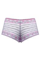 Klasyczne figi wykonane z szrej koronki z amarantowymi kwiatuszkami. Fason zabudowany na bokach, dół wykończony  na płasko.
Sład surowcowy: 91% Poliamid, 5% Bawełna, 4% Elastan