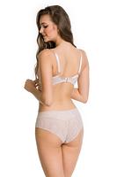 Figi pełne Fiori wykonane są z wysokiej jakości tiulu, microfibry i haftu.
Przód fig to miękka i przyjemna w dotyku microfibra. Boki ozdonione haftem w delikatne kremowo beżowe kwiatuszki.
Tył wykonany z podwójnie złożonego  tiulu nie odznacza się pod obcisłymi ubraniami. W górnej części znajduje się microfibra z naszytym kwiatowym haftem.
Całość tworzy niebanalną kompozycję na każdą okazję i udowadnia, że beżowa bielizna nie musi być nudna.
 
Skład: 78% Poliamid, 5% Poliester, 12% Elastan, 5% Bawełna