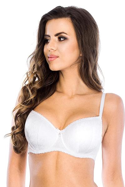 Elegancka balkonetka wykonana z dzianiny. Konstrukcja oparta na dwóch pionowych cięciach, zapewnia uzyskanie efektu głębokiego dekoltu oraz znaczącego uniesienia piersi. Całość biustonosza usztywniana pianką wykończoną bawełną. Ramiączka regulowane, nieodpinane.
SKŁAD: 88% POLIAMID, 8% BAWEŁNA, 4% ELASTAN
 