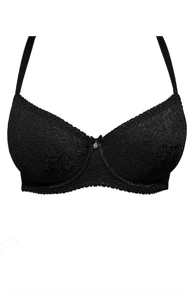 Elegancka balkonetka wykonana z dzianiny. Konstrukcja oparta na dwóch pionowych cięciach, zapewnia uzyskanie efektu głębokiego dekoltu oraz znaczącego uniesienia piersi. Całość biustonosza usztywniana pianką wykończoną bawełną. Ramiączka regulowane, nieodpinane.
SKŁAD: 88% POLIAMID, 8% BAWEŁNA, 4% ELASTAN
 