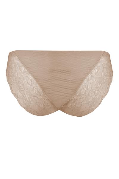 Klasyczne figi damskie z delikatnej, perforowanej mikrofibry, cienkie i delikatne wykończenie, tył ozdobiony koronką
Skład surowcowy: 85% Poliamid, 15% Elastan