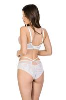 Biustonosz miękki, miseczki w dolnej części wykonane z siatki w kolorze beżowym,  górną część miseczki zdobi delikatna koronka
Dekolt zdobią paseczki z regulacją, które można odpiąć.
Stabilny obwód zapewni doskonałe podtrzymanie biustu.
Skład surowcowy:
85% Poliamid, 10% Elastan, 5% Poliester