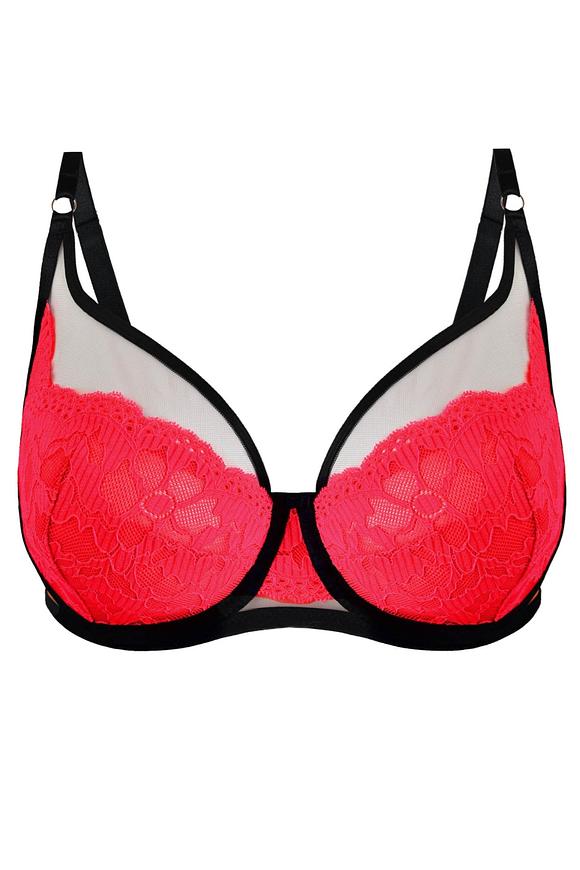 Zachwyć się elegancją i komfortem z miękkim biustonoszem z fiszbinami, zaprojektowanym z myślą o kobietach z większym biustem. Miseczki wykonane z beżowej siateczki, ozdobione intensywną neonową koronką, subtelnie eksponują dekolt dzięki transparentnemu tiulowi wykończonemu czarną lamówką. Ta konstrukcja łączy lekkość z wyjątkową stabilnością — biustonosz idealnie unosi, zbiera i podtrzymuje biust, a szeroka fiszbina precyzyjnie otula całą pierś. Szerokie ramiączka dostosowane do rozmiaru misek zapewniają wygodę i minimalizują nacisk na ramiona, nawet podczas długiego noszenia. Tył wykonany z oddychającej siateczki, bez bocznych fiszbin, gwarantuje wygodę i dopasowanie.
Konstrukcja MS3 PLUNGESkład: 85% Poliamid, 10% Elastan, 5% Poliester.